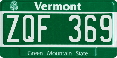 VT license plate ZQF369