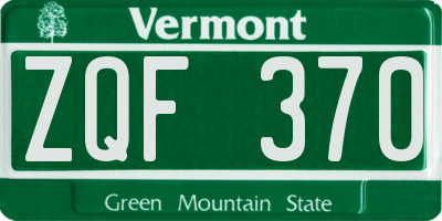 VT license plate ZQF370