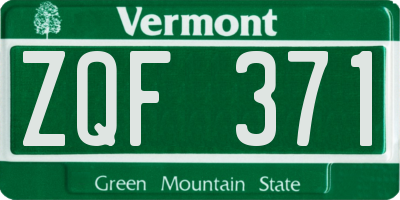 VT license plate ZQF371