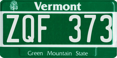 VT license plate ZQF373