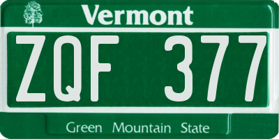 VT license plate ZQF377