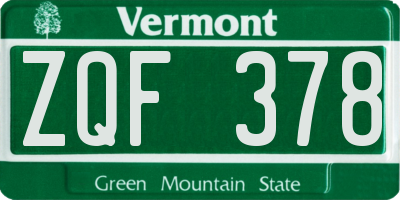 VT license plate ZQF378