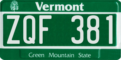 VT license plate ZQF381