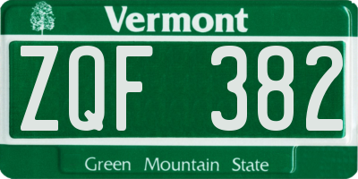 VT license plate ZQF382