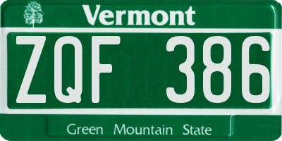 VT license plate ZQF386
