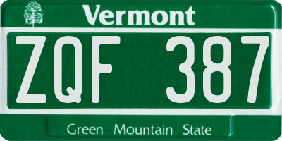 VT license plate ZQF387