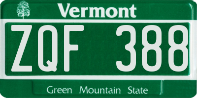 VT license plate ZQF388
