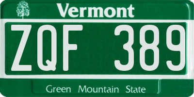 VT license plate ZQF389