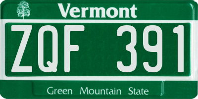 VT license plate ZQF391