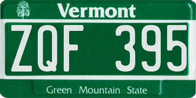 VT license plate ZQF395
