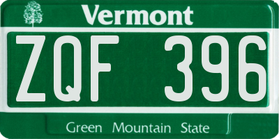 VT license plate ZQF396