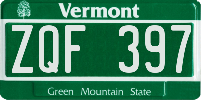 VT license plate ZQF397