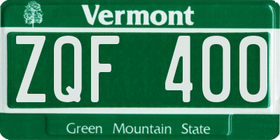 VT license plate ZQF400