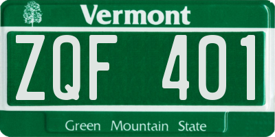 VT license plate ZQF401