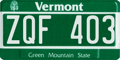 VT license plate ZQF403