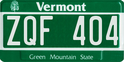 VT license plate ZQF404