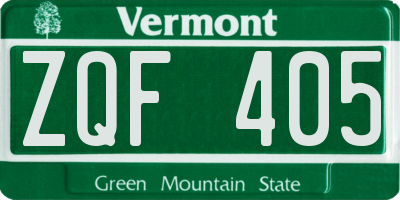 VT license plate ZQF405
