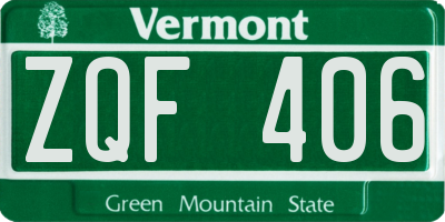VT license plate ZQF406
