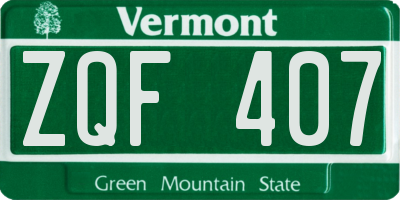 VT license plate ZQF407
