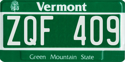 VT license plate ZQF409