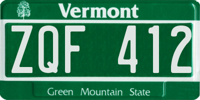 VT license plate ZQF412