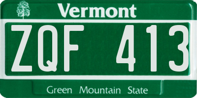 VT license plate ZQF413