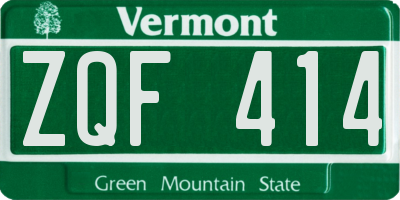 VT license plate ZQF414