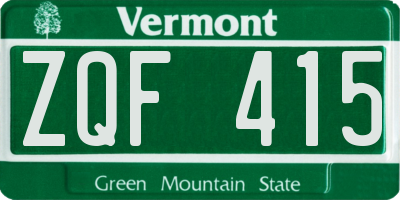 VT license plate ZQF415