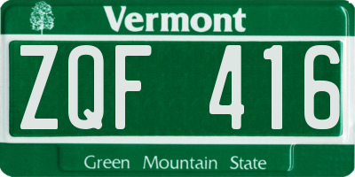 VT license plate ZQF416