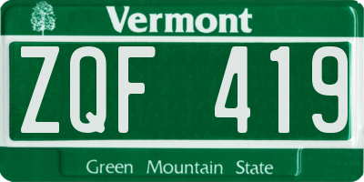 VT license plate ZQF419