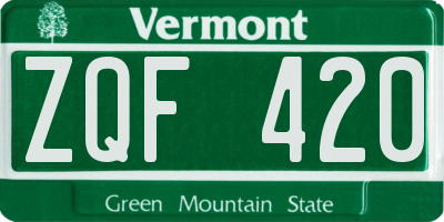 VT license plate ZQF420