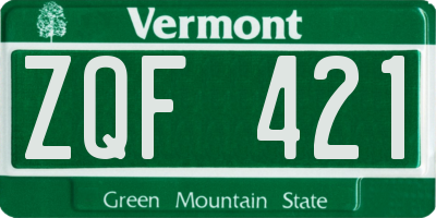 VT license plate ZQF421