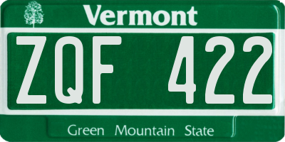 VT license plate ZQF422