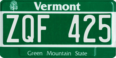 VT license plate ZQF425