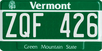 VT license plate ZQF426