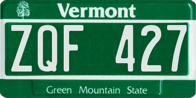 VT license plate ZQF427