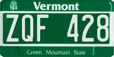 VT license plate ZQF428