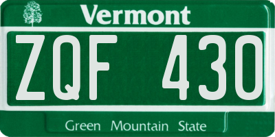 VT license plate ZQF430