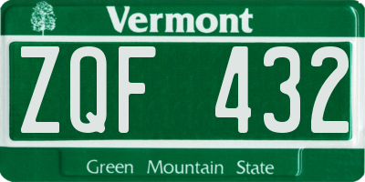 VT license plate ZQF432