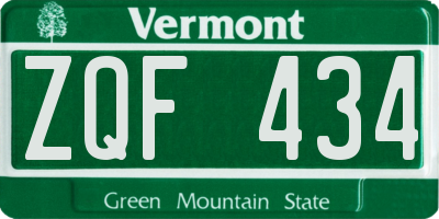 VT license plate ZQF434