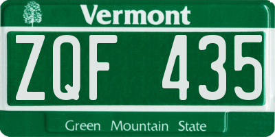 VT license plate ZQF435