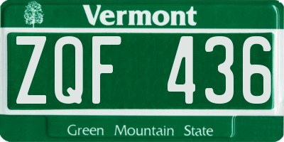 VT license plate ZQF436