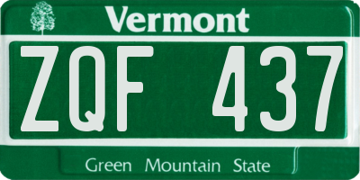 VT license plate ZQF437