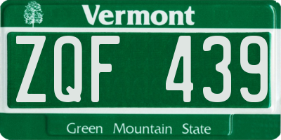 VT license plate ZQF439