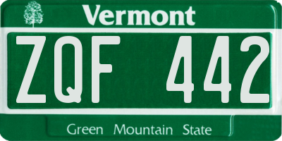 VT license plate ZQF442