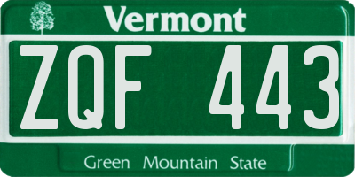 VT license plate ZQF443