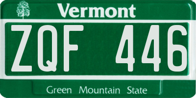 VT license plate ZQF446