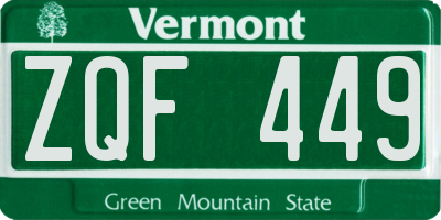 VT license plate ZQF449