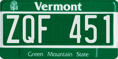 VT license plate ZQF451