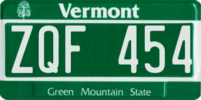 VT license plate ZQF454